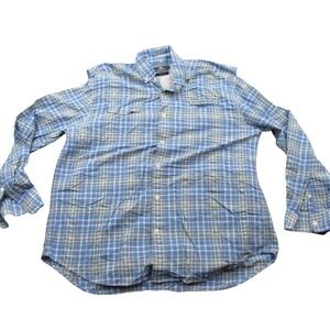 Vineyard Vines Harbor Shirt Mens Blue Plaid Performance Long Sleeve Button Up LG
